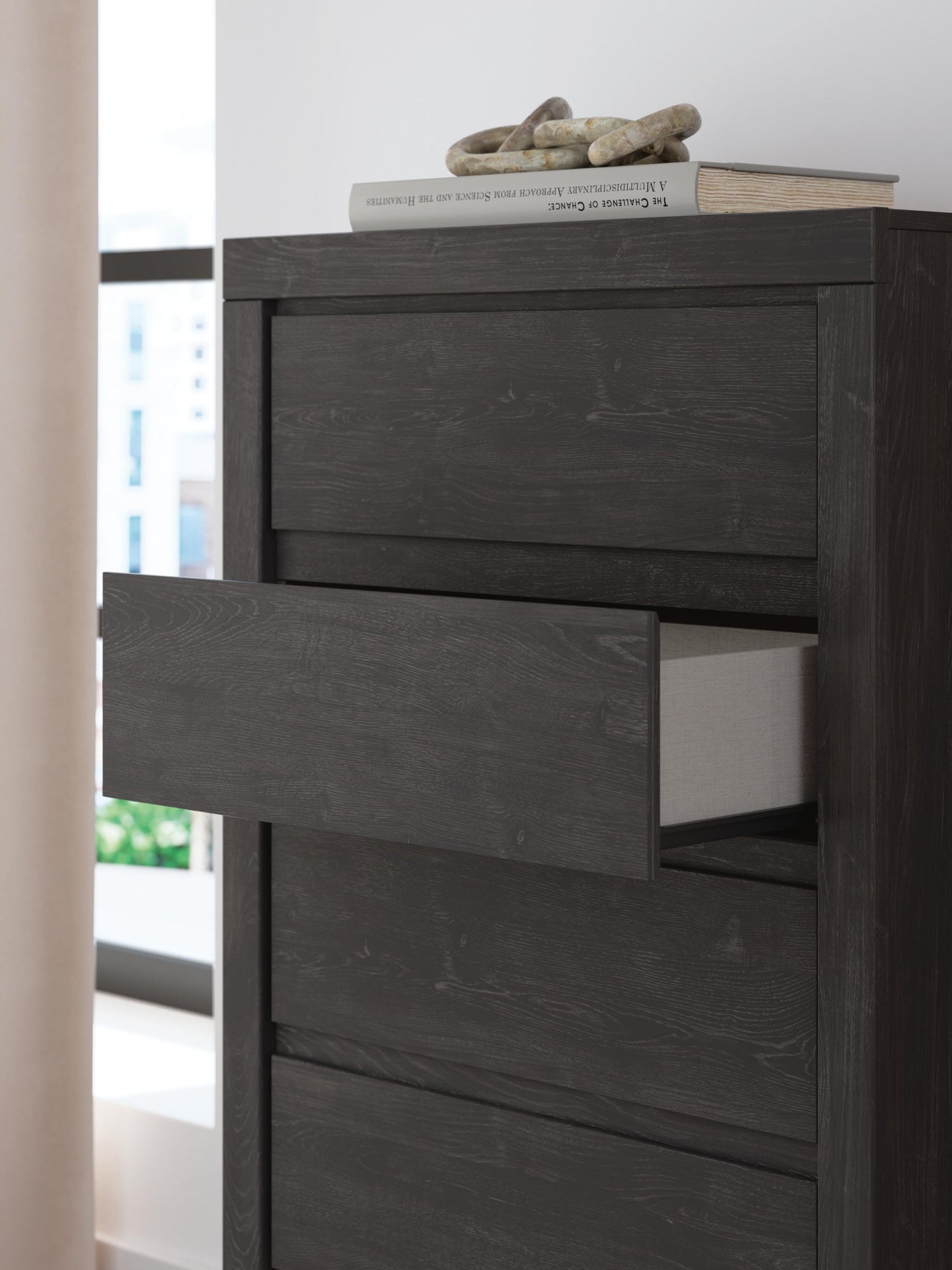 Parlayon Queen Panel Storage Bed, Dresser, Mirror, Chest and Nightstand