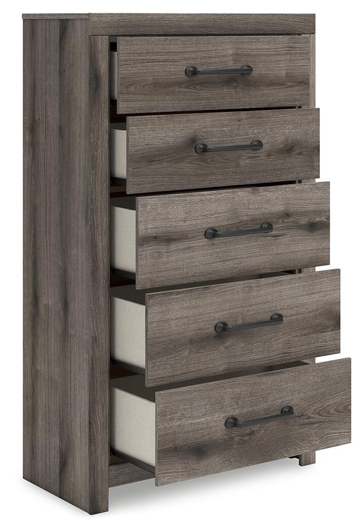 Urbanoore Full Panel Bed with Storage, Dresser, Mirror, Chest and Nightstand