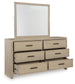 Calmoro King Bookcase Bed with Mirrored Dresser and Nightstand