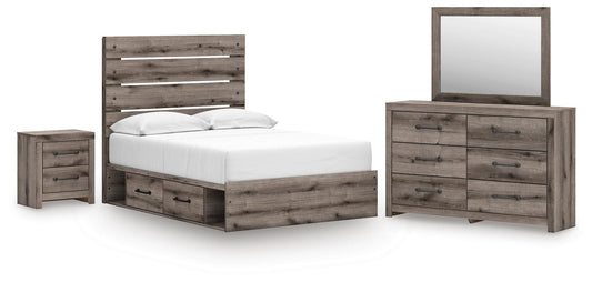 Urbanoore Full Panel Storage Bed, Dresser, Mirror and Nightstand