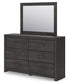 Delmorta Full Panel Bed, Dresser and Mirror