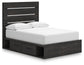 Delmorta Full Panel Storage Bed, Dresser, Mirror and Nightstand