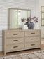 Calmoro Queen Bookcase Bed with Mirrored Dresser