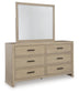 Calmoro Queen Bookcase Bed with Mirrored Dresser and Nightstand
