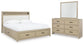 Calmoro King Bookcase Bed with Mirrored Dresser