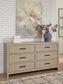 Calmoro King Bookcase Bed with Mirrored Dresser