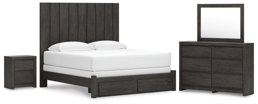 Parlayon King Panel Storage Bed, Dresser, Mirror and Nightstand