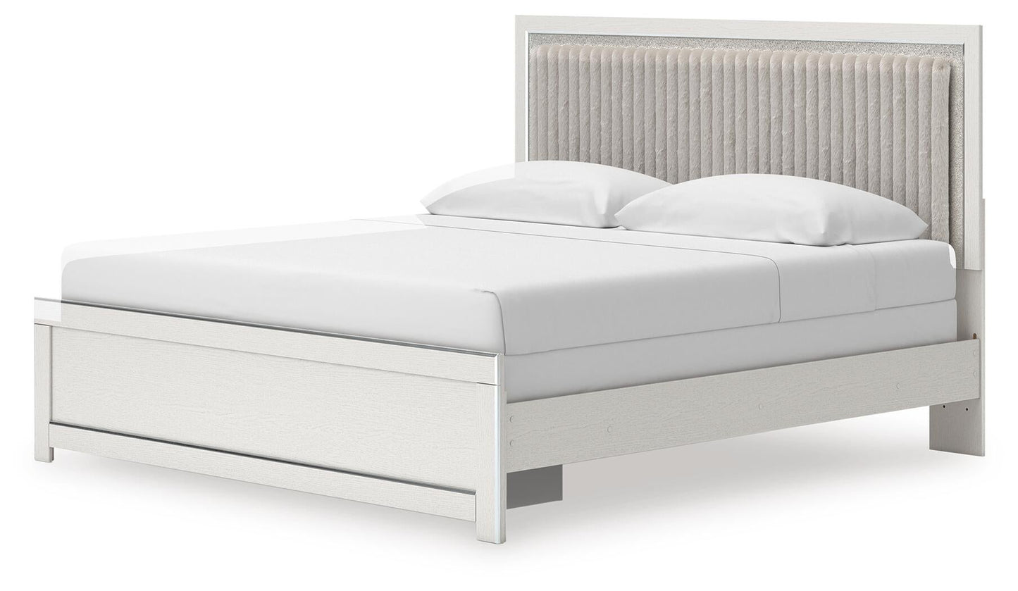 Birmonton King Upholstered Panel Bed, Dresser, Mirror, Chest and Nightstand