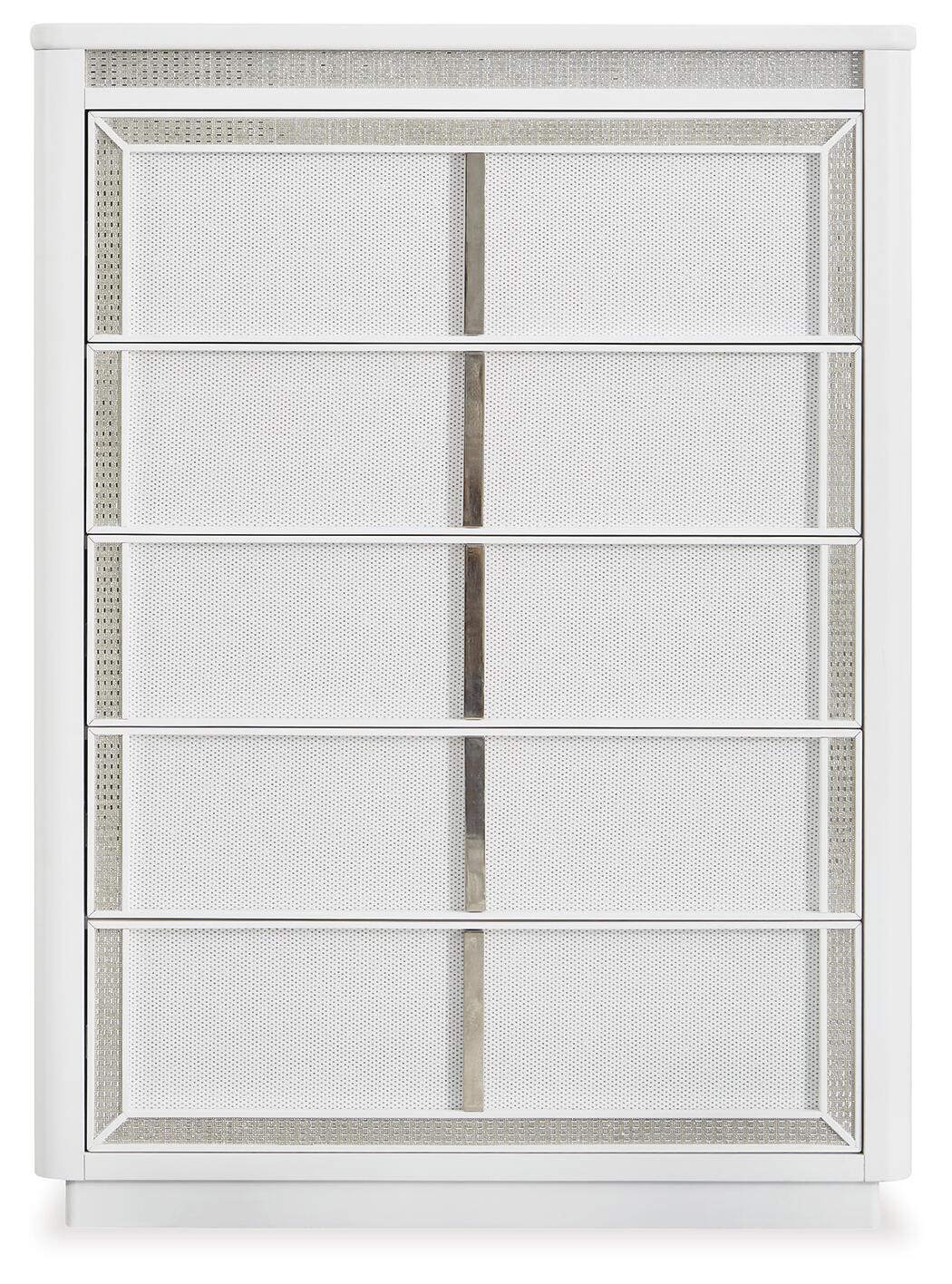 Chalanna King Upholstered Storage Bed, Dresser, Mirror, Chest and Nightstand