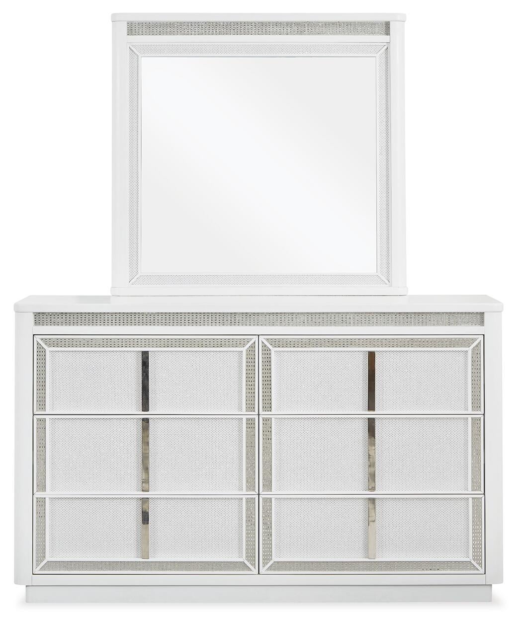 Chalanna King Upholstered Storage Bed, Dresser and Mirror