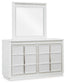 Chalanna King Upholstered Storage Bed, Dresser and Mirror