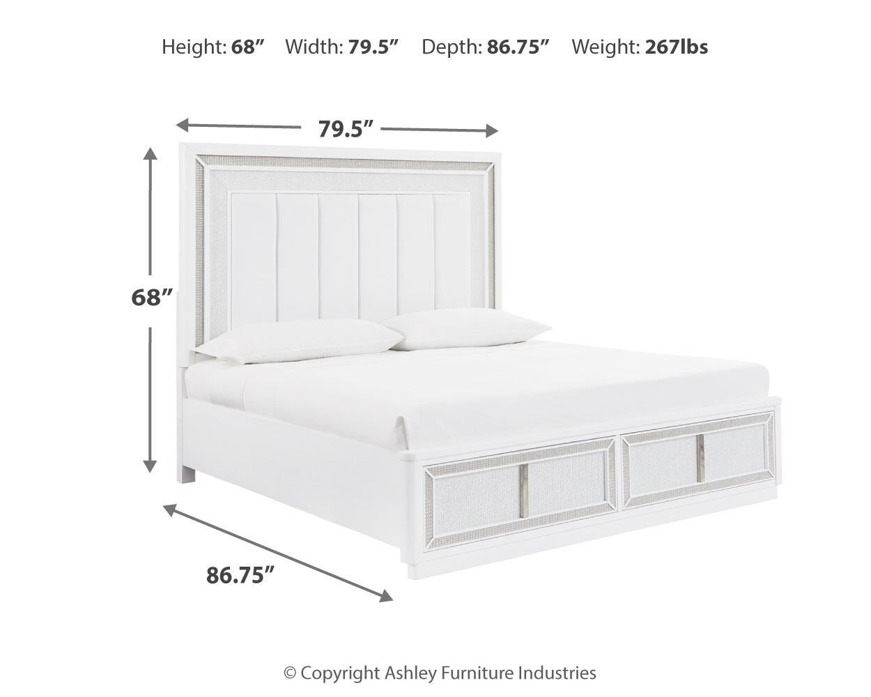 Chalanna King Upholstered Storage Bed, Dresser and Mirror