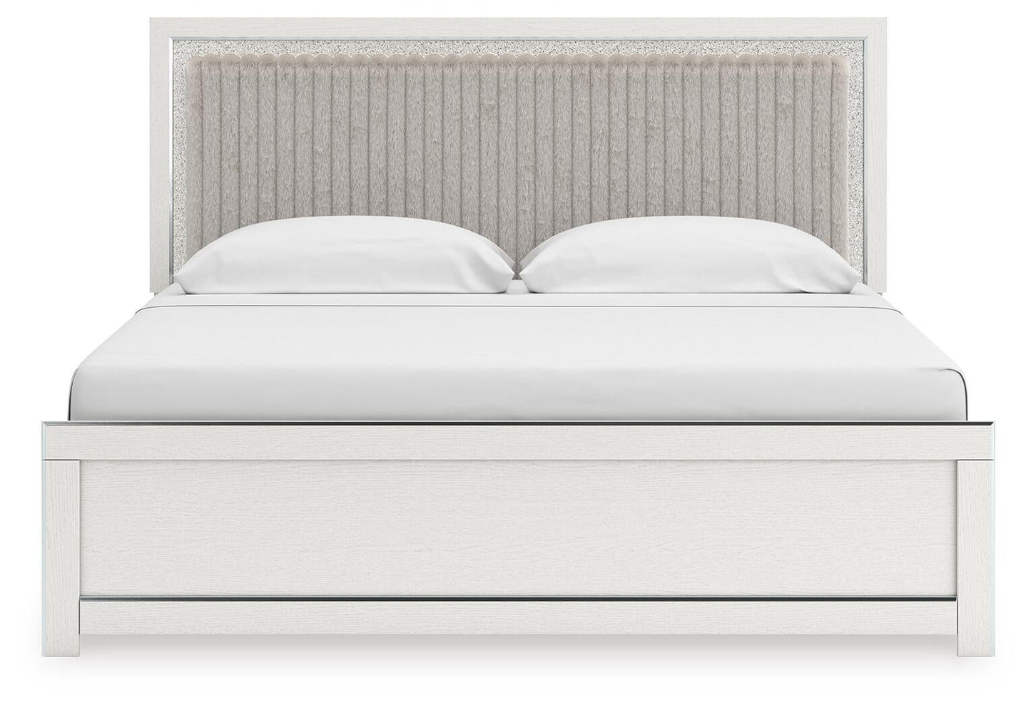 Birmonton King Upholstered Panel Platform Bed, Dresser, Mirror, Chest and Nightstand