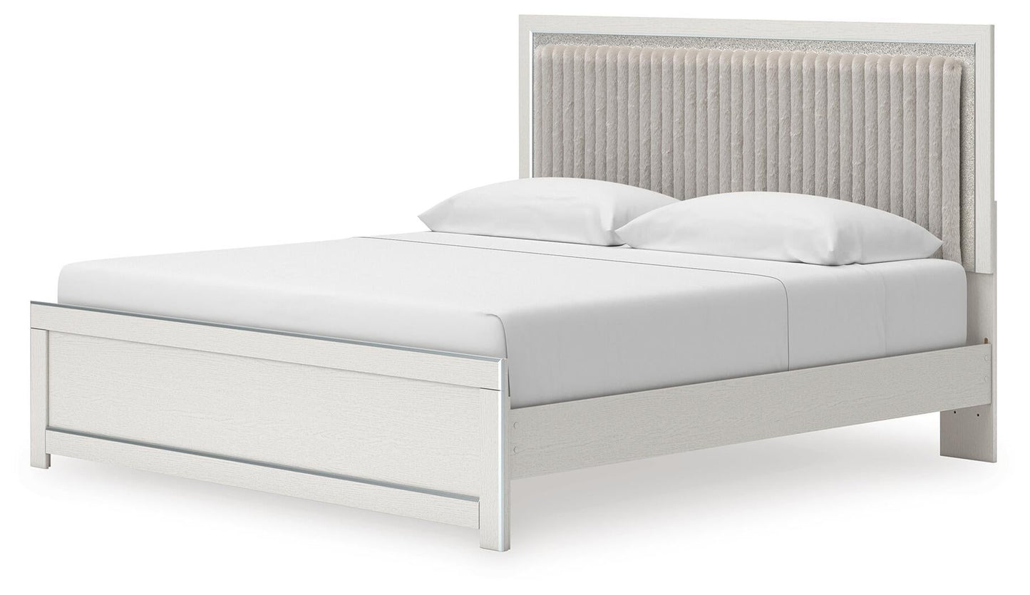 Birmonton King Upholstered Panel Platform Bed, Dresser, Mirror, Chest and Nightstand