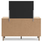 Cielden Full Upholstered Bed with Roll Slats, Dresser and Mirror