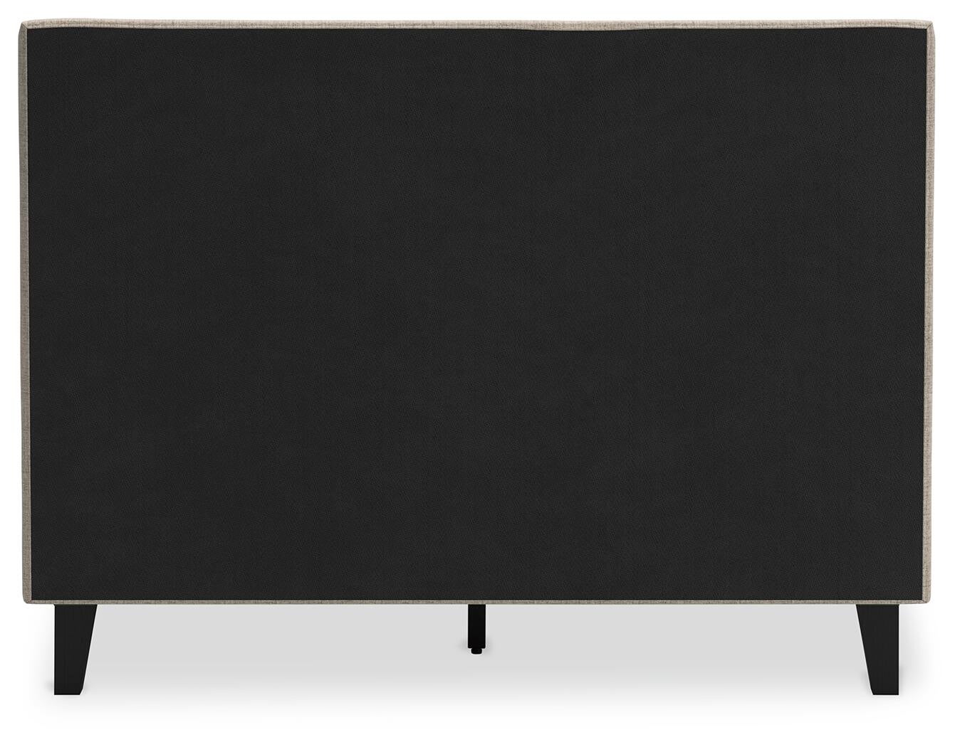 Cielden Full Upholstered Bed with Roll Slats, Dresser and Mirror