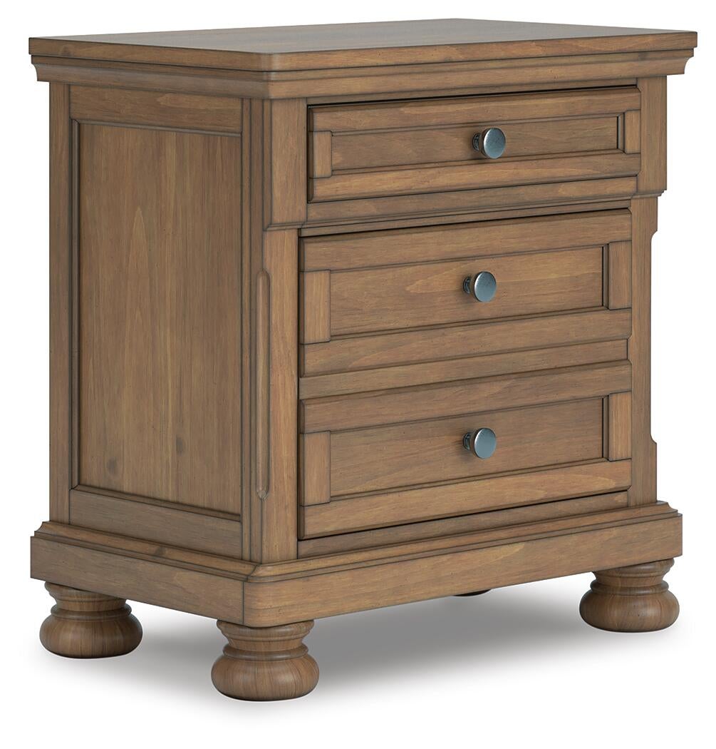 Vandenmore Queen Storage Sleigh Bed with Mirrored Dresser and Nightstand