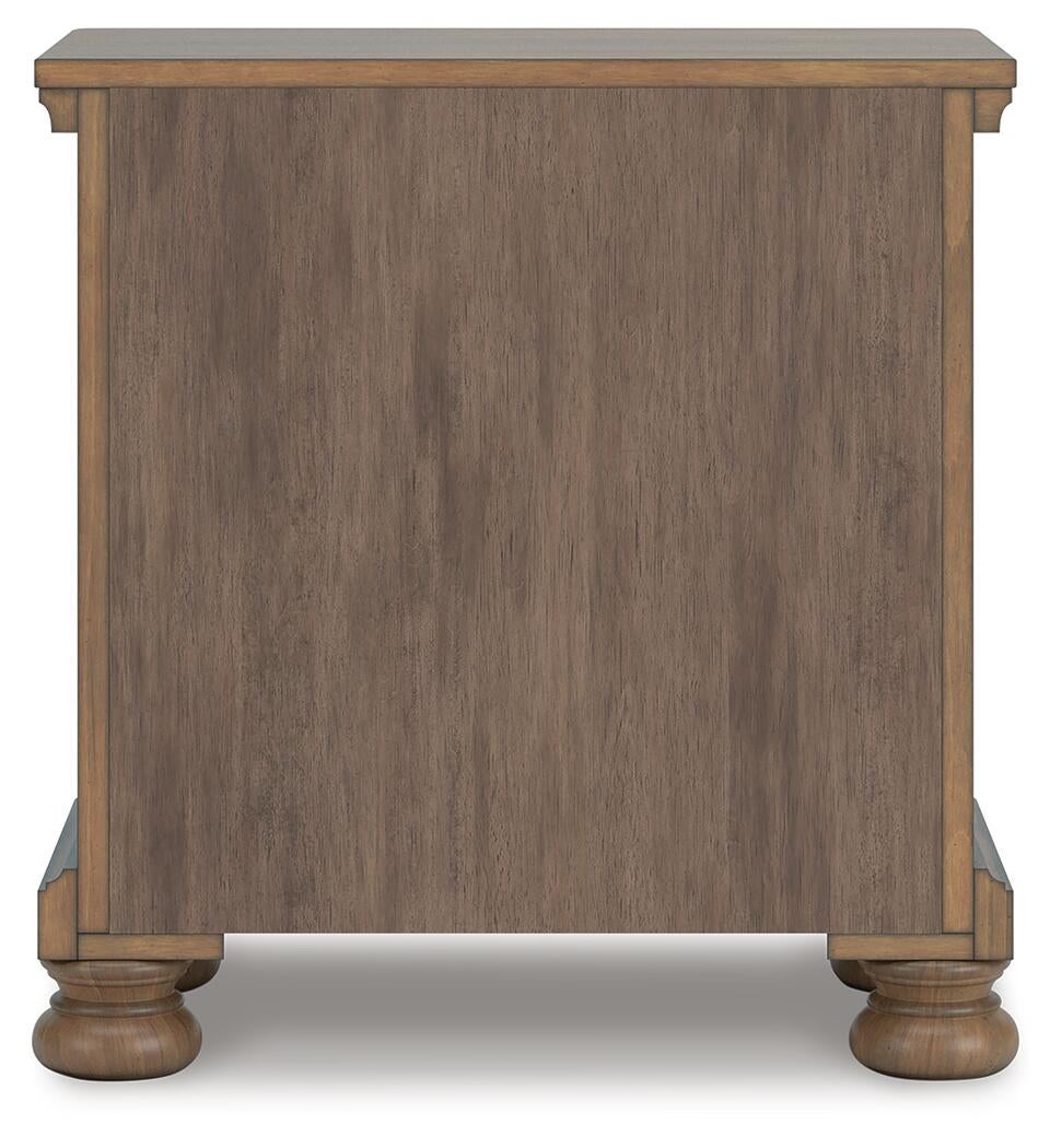Vandenmore Queen Storage Sleigh Bed with Mirrored Dresser and Nightstand