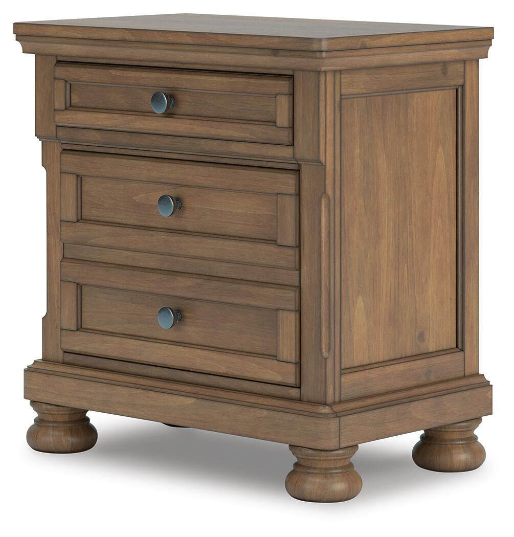 Vandenmore Queen Storage Sleigh Bed with Mirrored Dresser and Nightstand