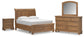 Vandenmore Queen Storage Sleigh Bed with Mirrored Dresser and Nightstand