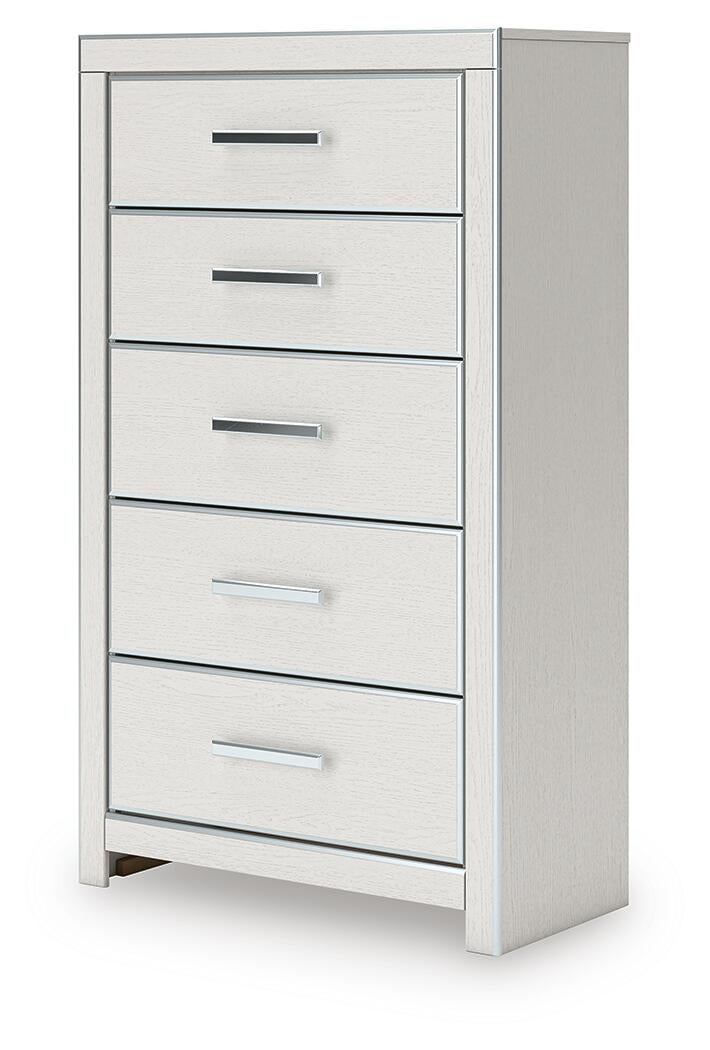 Birmonton Queen Upholstered Panel Platform Bed, Dresser, Mirror and Nightstand
