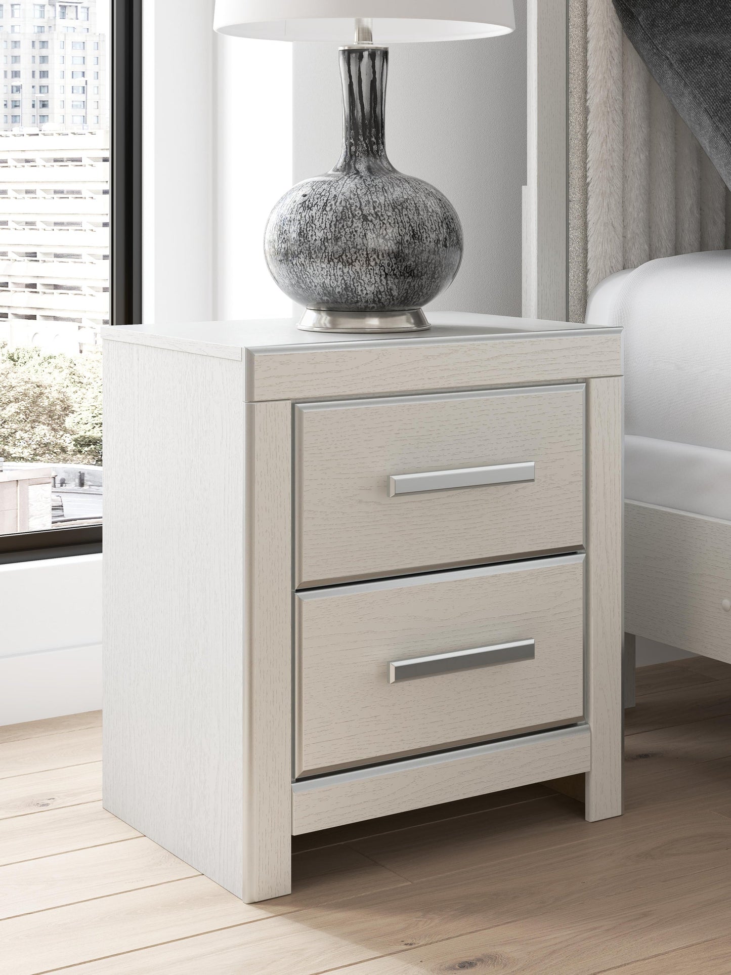 Birmonton Queen Upholstered Panel Platform Bed, Dresser, Mirror and Nightstand
