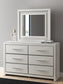 Birmonton King Upholstered Panel Platform Storage Bed, Dresser, Mirror and Nightstand