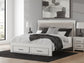 Birmonton King Upholstered Panel Platform Storage Bed, Dresser, Mirror and Nightstand