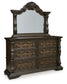 Maylee Queen Canopy Bed, Dresser, Mirror, Chest and Nightstand