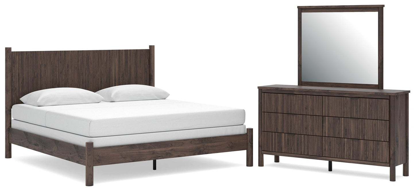 Cadmori King Panel Bed, Dresser and Mirror