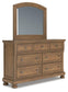 Vandenmore Queen Storage Sleigh Bed with Mirrored Dresser