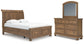 Vandenmore Queen Storage Sleigh Bed with Mirrored Dresser