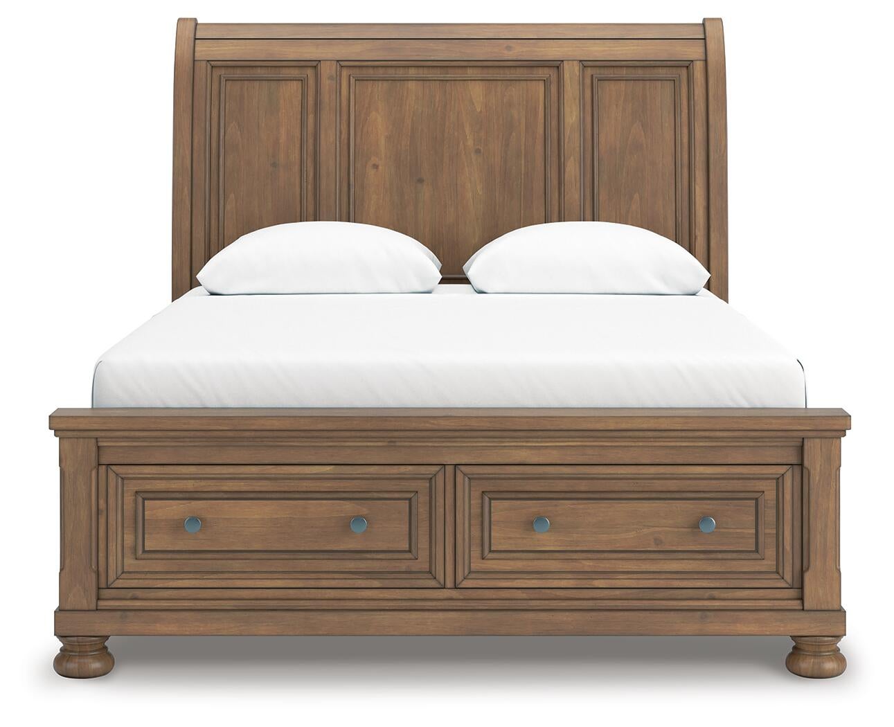 Vandenmore Queen Storage Sleigh Bed with Mirrored Dresser