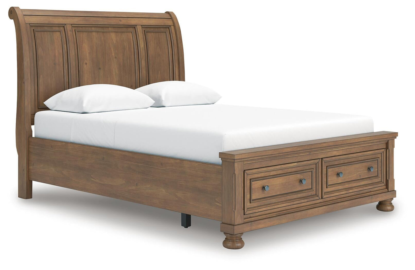 Vandenmore Queen Storage Sleigh Bed with Mirrored Dresser