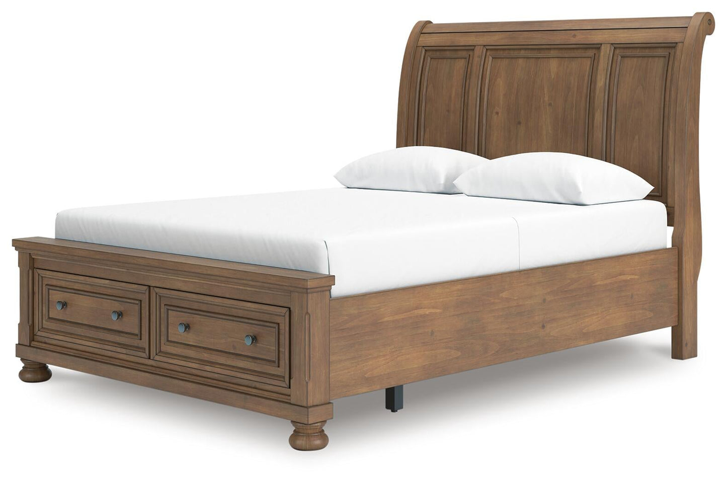 Vandenmore Queen Storage Sleigh Bed with Mirrored Dresser