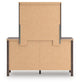 Cadmori King Upholstered Panel Platform Bed, Dresser, Mirror, Chest and Nightstand