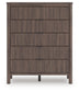 Cadmori King Upholstered Panel Platform Bed, Dresser, Mirror, Chest and Nightstand