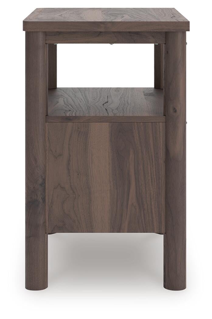 Cadmori King Upholstered Panel Platform Bed, Dresser, Mirror, Chest and Nightstand