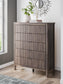 Cadmori King Upholstered Panel Platform Bed, Dresser, Mirror, Chest and Nightstand