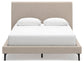 Cielden Queen Upholstered Bed with Roll Slats, Dresser, Mirror and Nightstand