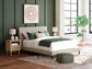 Cielden Queen Upholstered Bed with Roll Slats, Dresser, Mirror and Nightstand