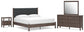 Cadmori King Upholstered Panel Platform Bed, Dresser, Mirror and Nightstand