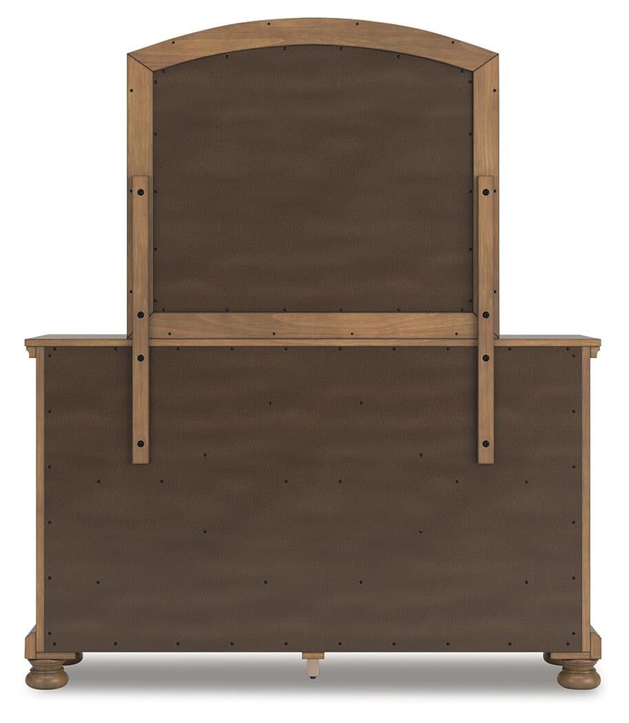 Vandenmore California King Panel Bed with Mirrored Dresser, Chest and Nightstand