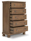 Vandenmore California King Panel Bed with Mirrored Dresser, Chest and Nightstand