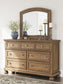 Vandenmore California King Panel Bed with Mirrored Dresser, Chest and Nightstand