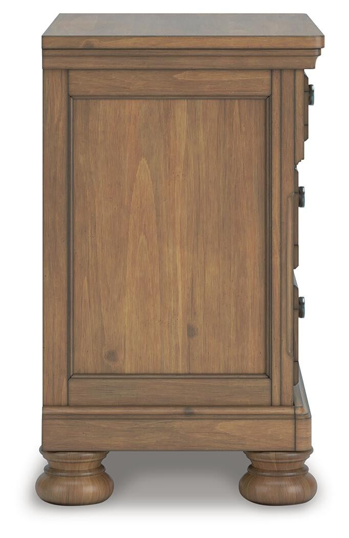 Vandenmore California King Panel Bed with Mirrored Dresser and Nightstand