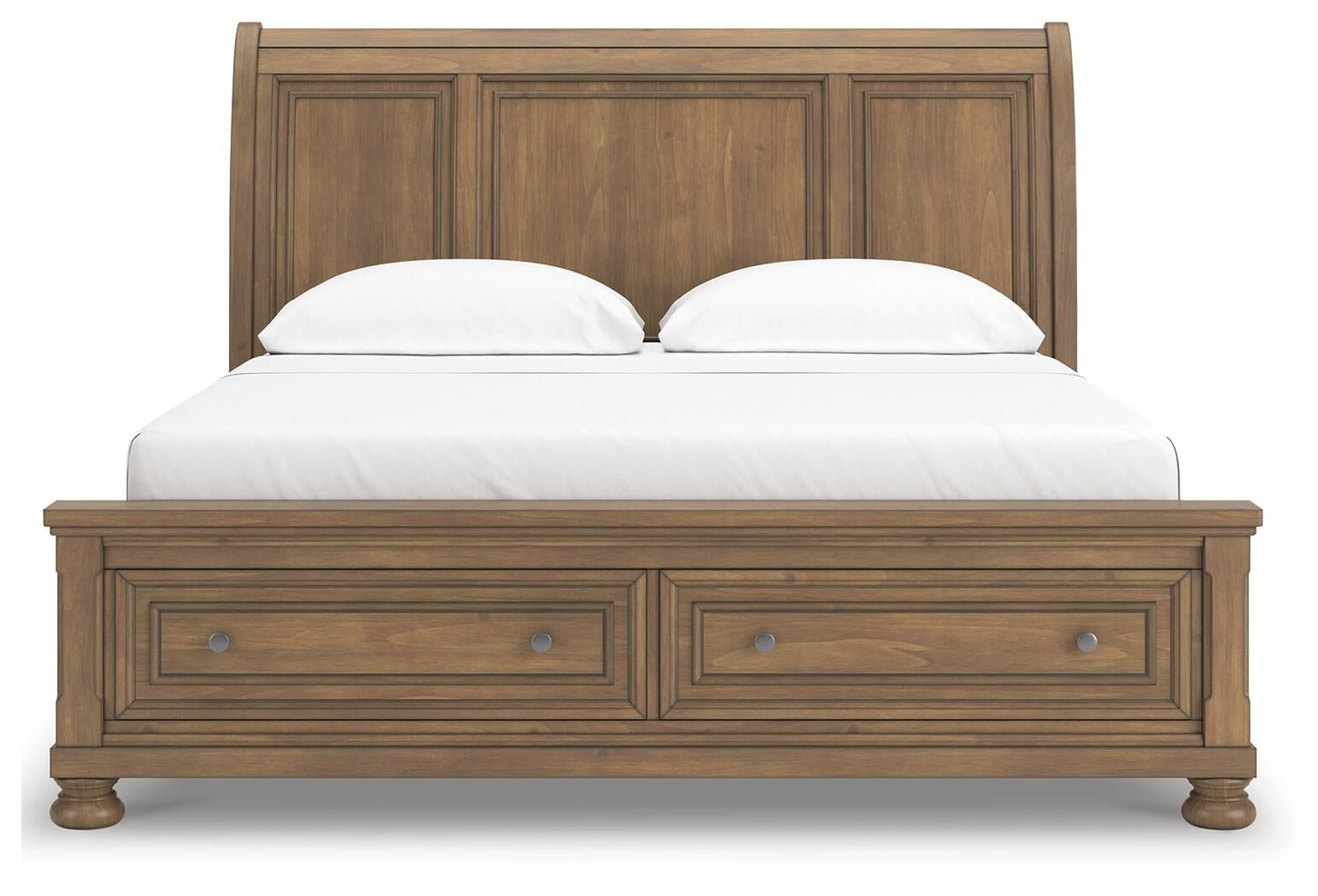 Vandenmore California King Storage Sleigh Bed with Mirrored Dresser
