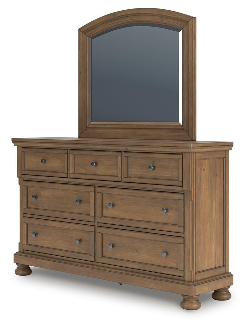 Vandenmore King Storage Sleigh Bed with Mirrored Dresser, Chest and Nightstand
