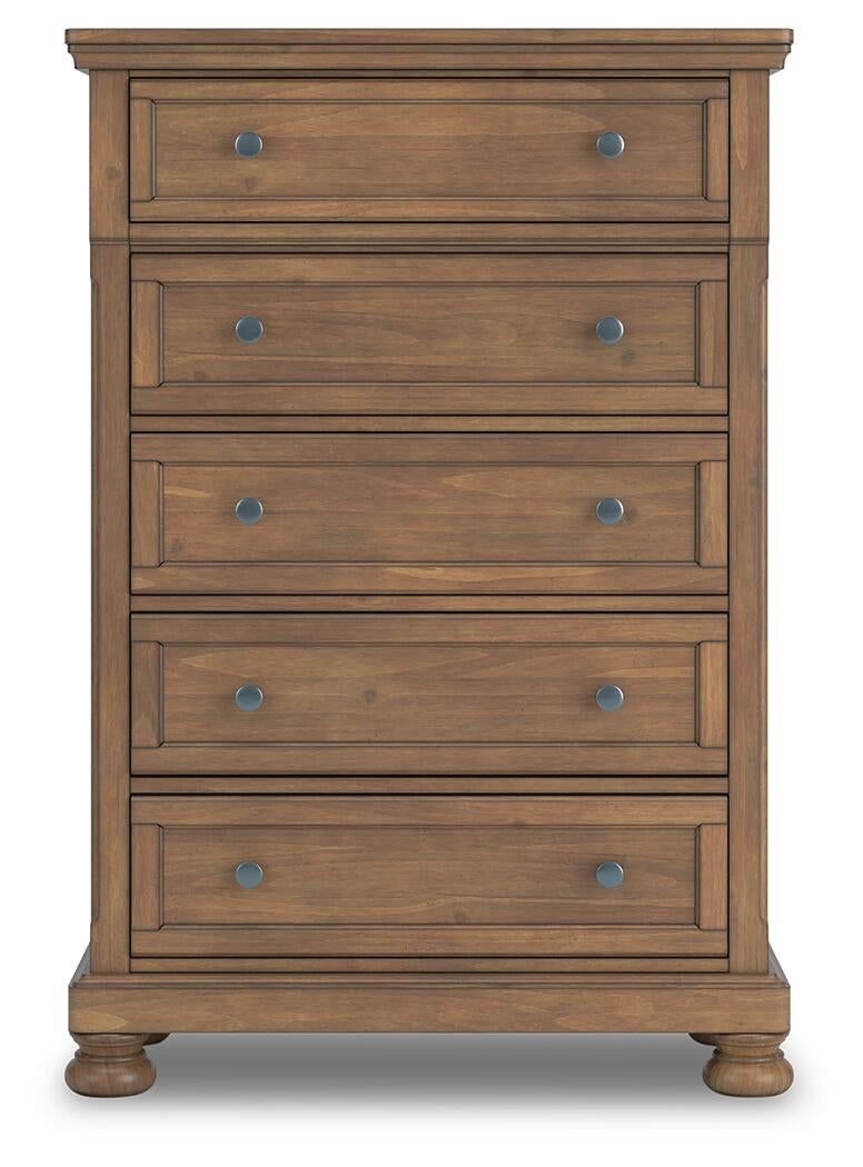 Vandenmore King Storage Sleigh Bed with Mirrored Dresser, Chest and Nightstand