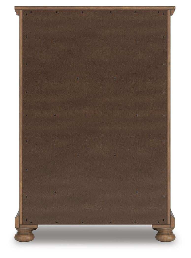 Vandenmore King Storage Sleigh Bed with Mirrored Dresser, Chest and Nightstand